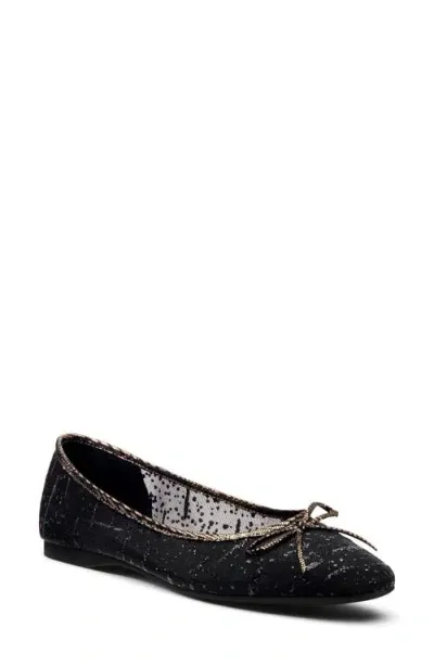 Birdies Songbird Metallic Mesh Ballet Flat In Black Mesh Sparkle