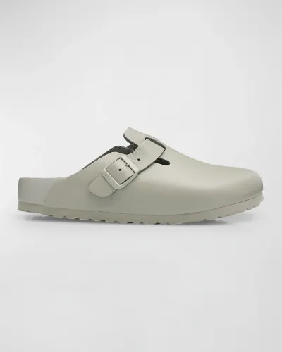 Birkenstock Boston Leather Buckle Clogs In Grey