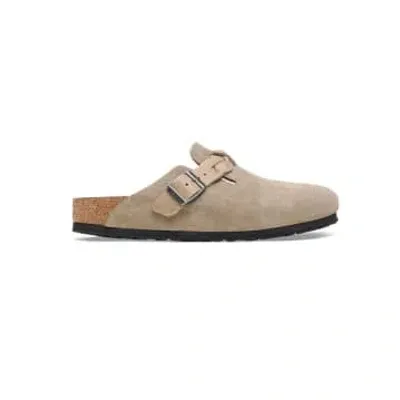 Birkenstock Boston Suede Clogs In Taupe