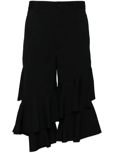 Black Comme Des Garçons Ruffle Shorts In Black