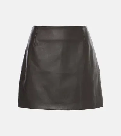 Blazé Milano Coci Leather Miniskirt In Brown