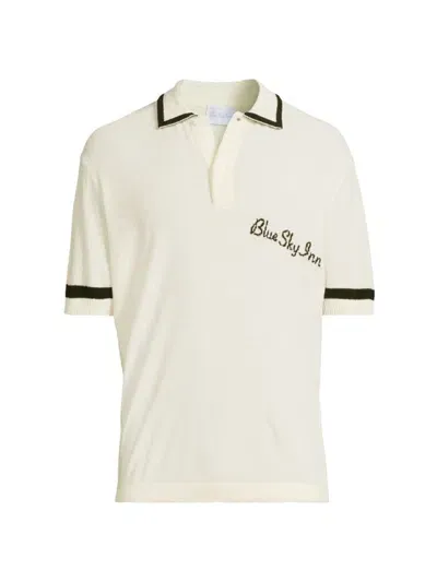 Blue Sky Inn Logo-embroidered Knitted Polo Shirt In White