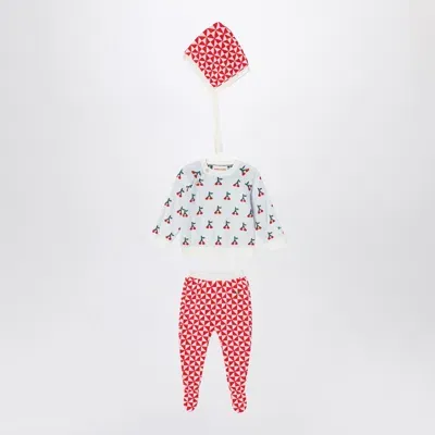 Bobo Choses Cherry Three-piece Set In Cotton Blend In Red