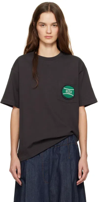 Bode Black Game Point Pocket T-shirt In Black Black