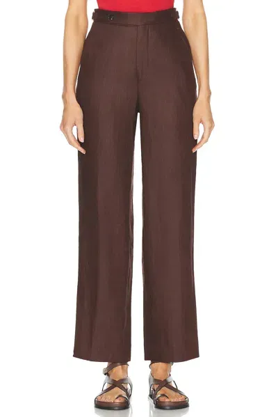 Bode Linen Suiting Trouser In Chocolate