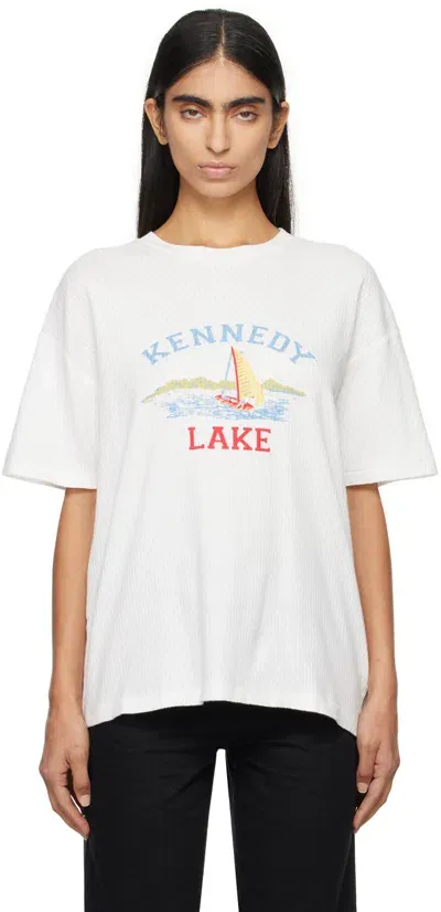 Bode White 'kennedy Lake' T-shirt In Cream