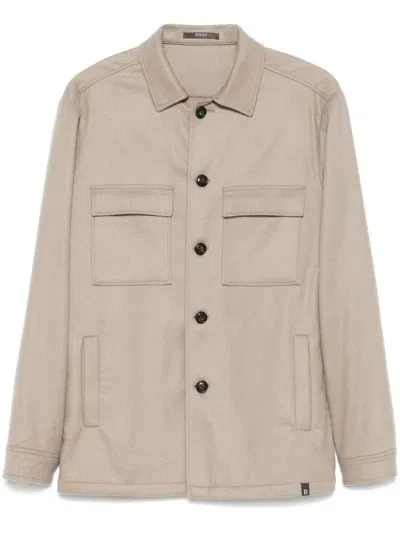 Boggi Milano Cashmere Shirt Jacket In Neutrals