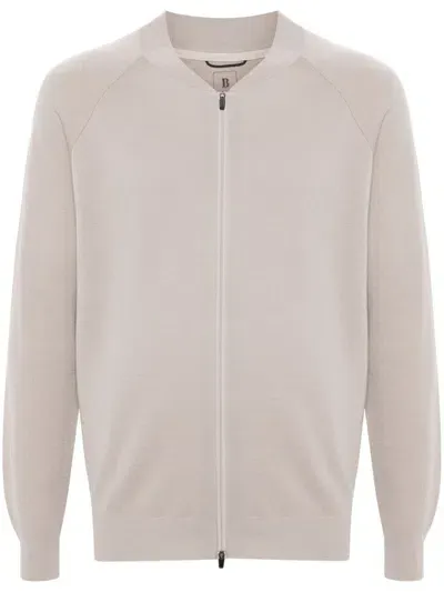 Boggi Milano Wool Bomber Jacket In Neutrals