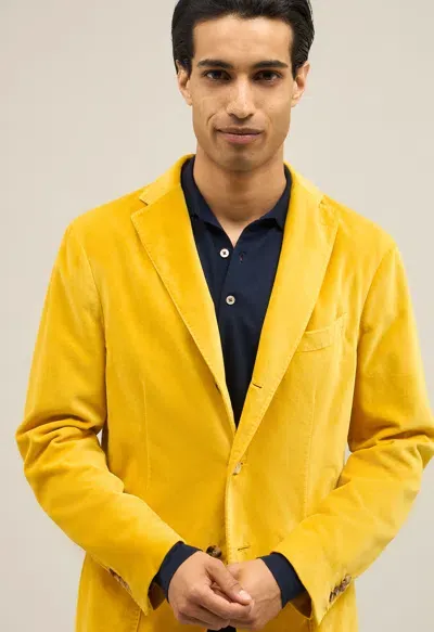 Boglioli Garment Dyed Velvet K-jacket In Yellow