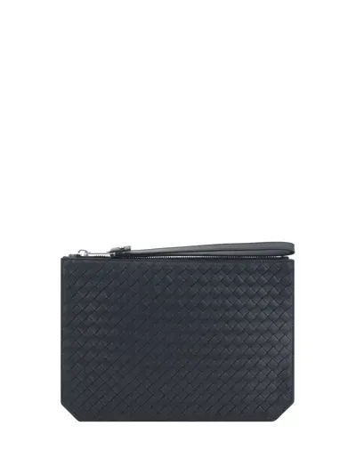 Bottega Veneta Clutch Bag In Black-silver