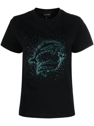 Botter Rhinestone-embellished Dolphin T-shirt In Black