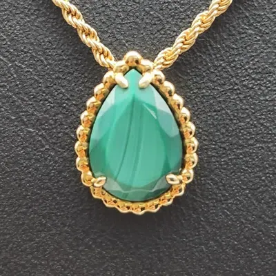 Pre-owned Boucheron 18k Yellow Gold & Malachite Serpent Boheme Necklace