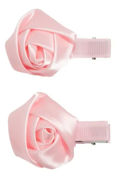 Bp. 2-pack Satin Rosette Barrettes In Pink Multi