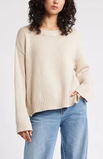 Bp. Acid Wash Oversize Cotton Sweater In Beige Pumice