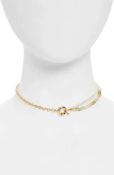 Bp. Mixed Bead Clasp Choker In Gold Multi