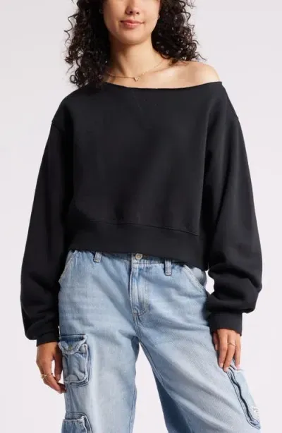 Bp. Off The Shoulder Sweatshirt In Black Jet