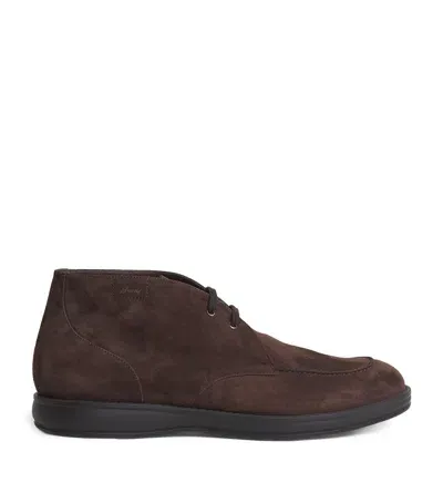 Brioni Suede Ankle Boots In Brown