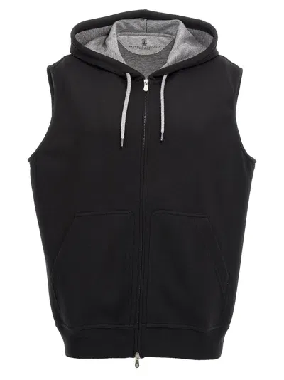 Brunello Cucinelli Hooded Vest In Black