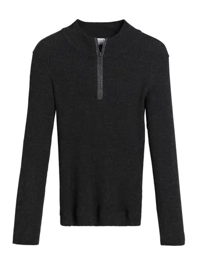 Brunello Cucinelli Kids' Zip-up Sweater In Black