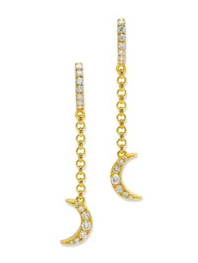 Buddha Mama 20kt Yellow Gold Moon Diamond Earrings In 金色