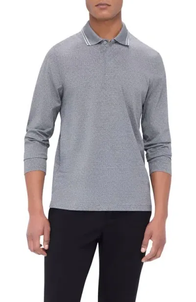 Bugatchi Jacquard Long Sleeve Polo In Platinum