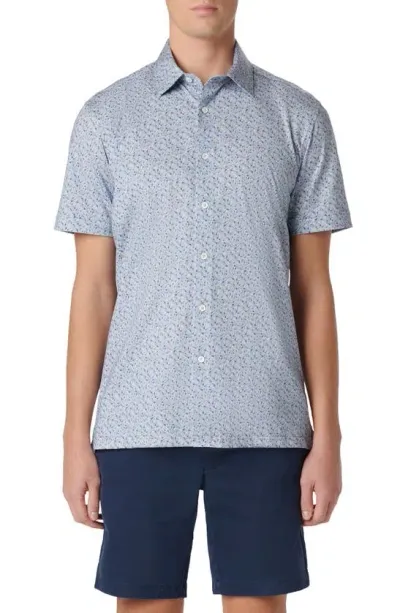 Bugatchi Milo Ooohcotton® Guitar Print Short Sleeve Button-up Shirt In Air Blue