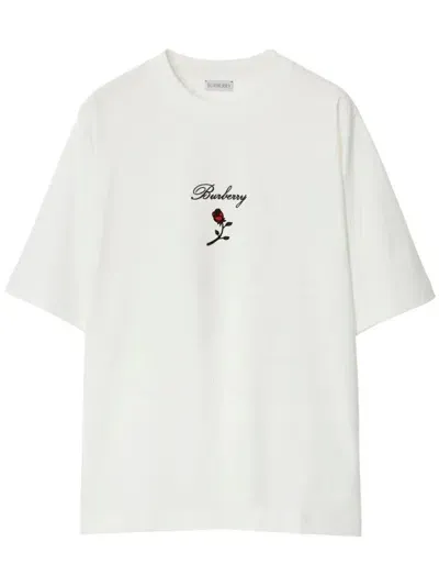 Burberry Logo Short Sleeve Jersey T-shirt In White