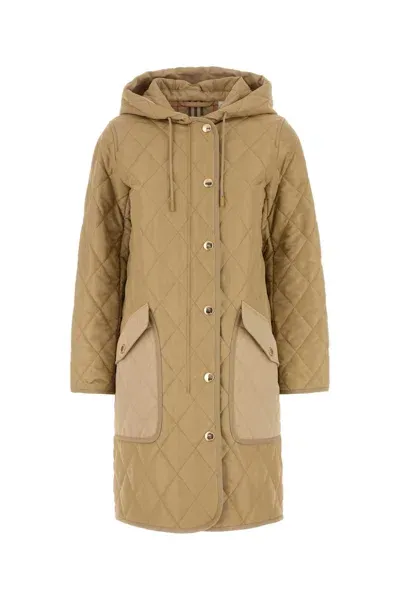 Burberry Beige Nylon Padded Jacket In Brown