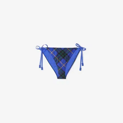 Burberry Check Bikini Briefs In Bright Navy