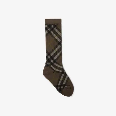 Burberry Check Cotton Blend Socks In Heath