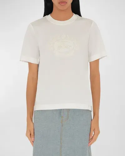 Burberry Ekd Embroidered Short-sleeve T-shirt In Weiss