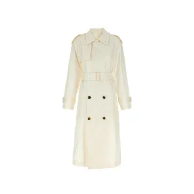 Burberry Silk Trench Coat In White