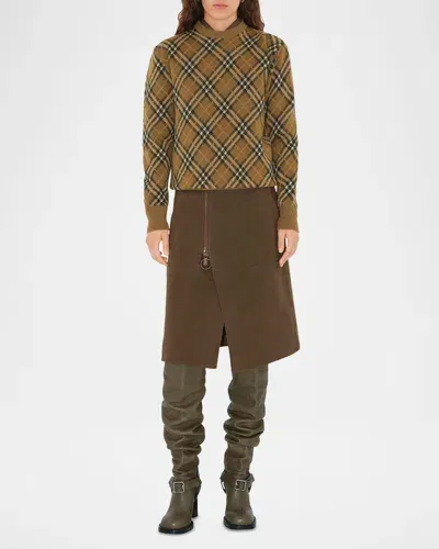 Burberry Wool Check Crewneck Sweater In Nest Ip Check