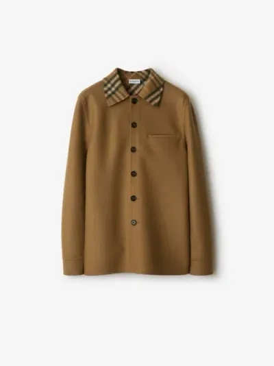 Burberry Wool Overshirt In Nest