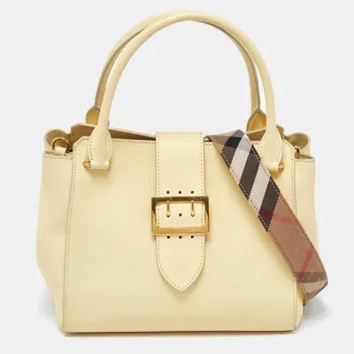 Pre-owned Burberry Yellow Leather Medium Buckle Tote