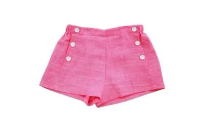 Busy Bees Kids'  Sailor Button Shorts In Pink Chambray