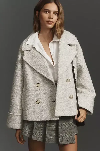 By Anthropologie Boucle Short Coat In Grey