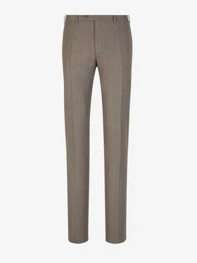 Canali Formal Wool Trousers In Beige