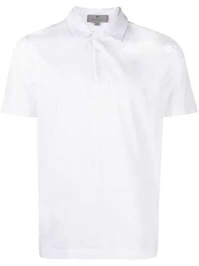 Canali Knitted Polo Shirt In Weiss