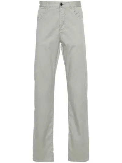 Canali Twill Lyocell-blend Trousers In Green