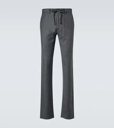 Canali Wool Straight Pants In Grey