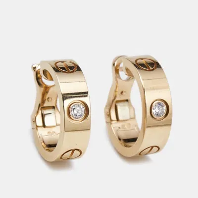 Pre-owned Cartier Love Diamond 18k Rose Gold Earrings