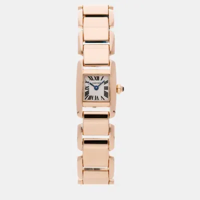 Pre-owned Cartier Silver 18k Rose Gold Tankissime W650018h Quartz Women's Wristwatch 25 Mm