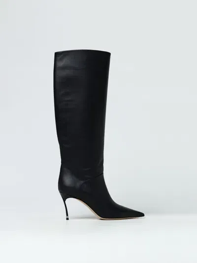 Casadei Black Leather Superblade Boots In Schwarz