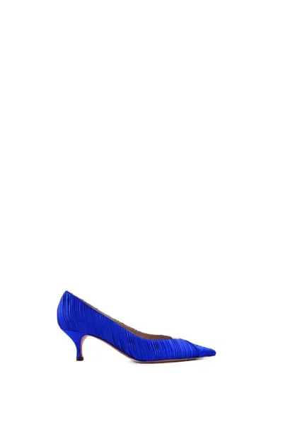 Casadei Pump In Pleated Satin In Blue