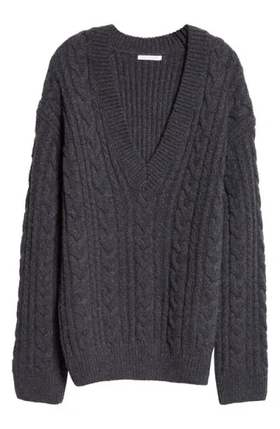 Cecilie Bahnsen Alia Fisherman Knit Merino Sweater In Grey