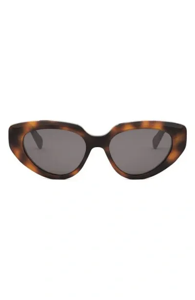 Celine Bold 3 Dots 53mm Cat Eye Sunglasses In Blonde Havana/smoke