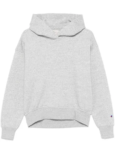 Champion Embroidered-logo Hoodie In Grey