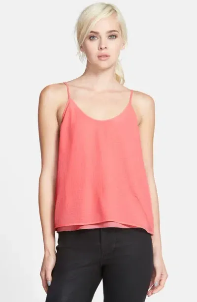 Chelsea28 Crinkled Split Back Top In Pink Shell