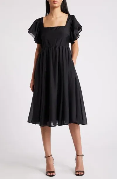 Chelsea28 Ruffle Sleeve Open Back Dress In Black